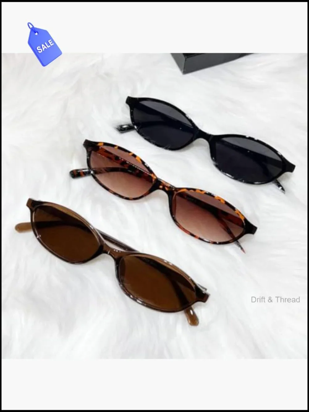 Retro Oval Cat Eye Sunglasses - 90s Y2K Narrow Shades UV Protection for Women